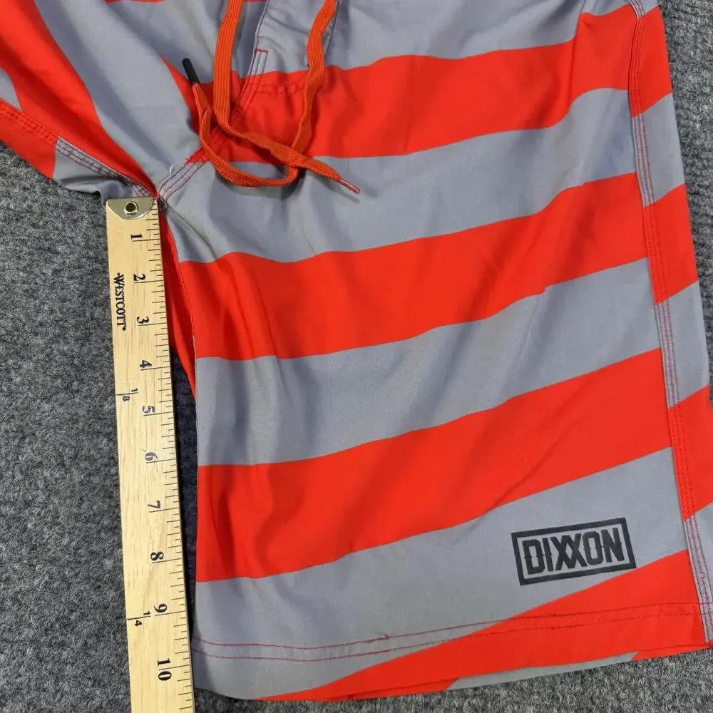 Dixxon Board Shorts Mens 36 Red Gray Striped Swim Trunks Live Free Boardshorts